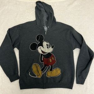 Disneyland Mickey Mouse Vintage Feel hooded zip up sweatshirt. Size Large, GUC